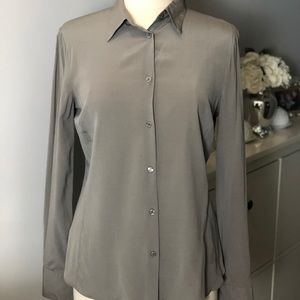 Dark gray silk emporio Armani button up blouse